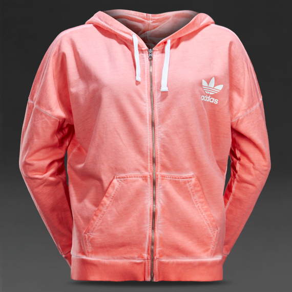 Adidas Originals Washed Zip Hoodie Peach Pink for Women